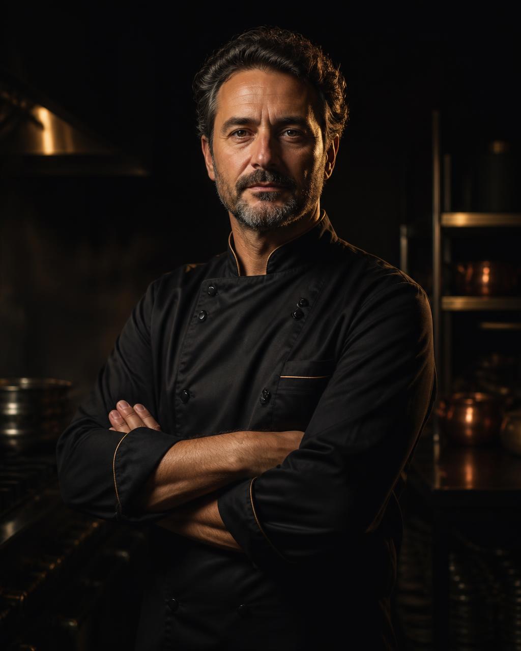 Chef Laurent Vasseur in the kitchen at Maison Noir